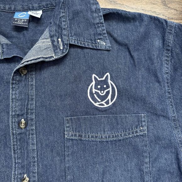 RARE, CHICAGO‎ FOXTROT Store, Mens Button Down Denim Shirt Large 100% Cotton - Picture 2 of 13